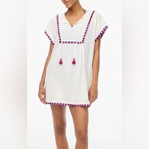 🌞 NWOT — J.Crew Fringe Beach Tunic — White w/ Shiny Multi Fringe — Large 🌞